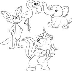 funny unicorn coloring page for kids