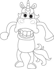 funny unicorn coloring page for kids