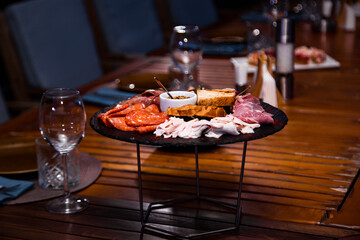 Delicious, beautiful slicing, appetizer on the table in a restaurant
