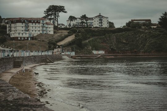 View of the Goodrington Sands beach in Paignton, Devon UK