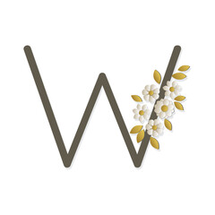 floral monogram, flowers, letter w