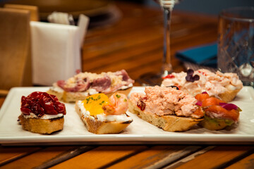 Delicious, beautiful slicing, appetizer on the table in a restaurant