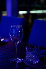 Delicious, beautiful slicing,appetizer on the table in a restaurant, in neon lighting