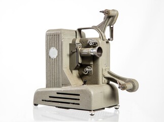 Fototapeta na wymiar Old movie film projector isolated with clipping path.