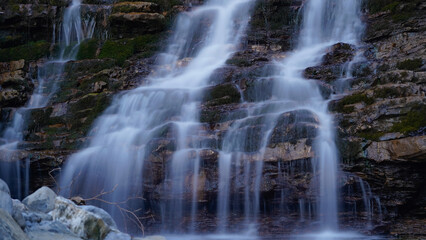 Fototapeta na wymiar waterfall in the forest, muotathal, switzerland