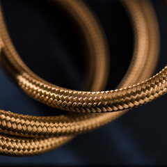 Gold Braided Cable on Black Background