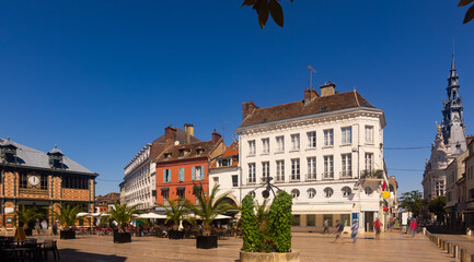 City street of Sens in afternoon. Sub-prefecture of Yonne department in north-central France. © JackF