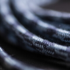 Blue Grey Braided Cable on Black Background