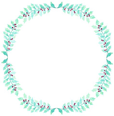 Christmas frame, watercolor holly Christmas border, wreath, New Year graphic elements for party invitations, birthday, wedding invitations , thank you cards, DIY projects, 500 dpi PNG with transparent