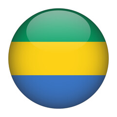 Gabon 3D Rounded Flag with Transparent Background