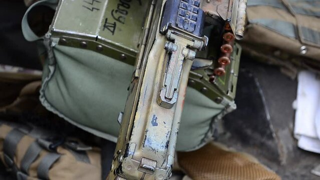 Subject shooting of a machine gun. Public exhibition