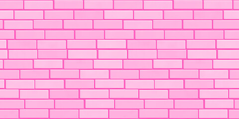 Fototapeta na wymiar Baby pink smooth ceramic brick wall seamless background texture. Cute kidult hotpink abstract girly girl barbiecore fashion trend backdrop. Kid's room textile pattern or wallpaper. 3D rendering.