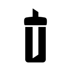 Sugar bowl with dispenser icon. Black silhouette. Front side view. Vector simple flat graphic illustration. Isolated object on a white background. Isolate.