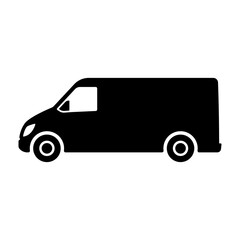 Van icon. Cargo minibus. Black silhouette. Side view. Vector simple flat graphic illustration. Isolated object on a white background. Isolate. © far700