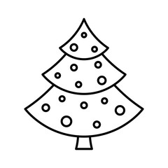 Christmas tree icon. Black contour linear silhouette. Front side view. Editable strokes. Vector simple flat graphic illustration. Isolated object on a white background. Isolate.