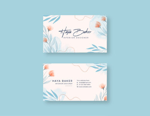 Naklejka na ściany i meble Beautiful watercolor business card template. modern business card template. trendy business card with a watercolor texture.