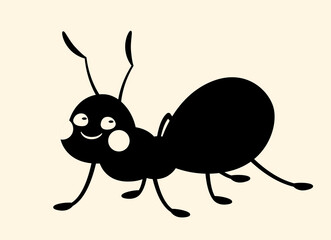 Ant silhouette concept. Toy or mascot for children, symbol of summer and spring seasons. Poster or banner for website. Insects, wild life and biology metaphor. Cartoon flat vector illustration