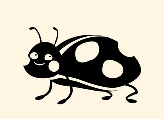 Ladybug silhouette concept. Graphic element for printing on fabric. Minimalistic creativity and art. Aesthetics and elegance. Spring and summer. Insect and fauna. Cartoon flat vector illustration