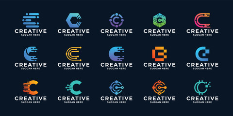 Initial letter S modern digital dot connection logo design for technology.