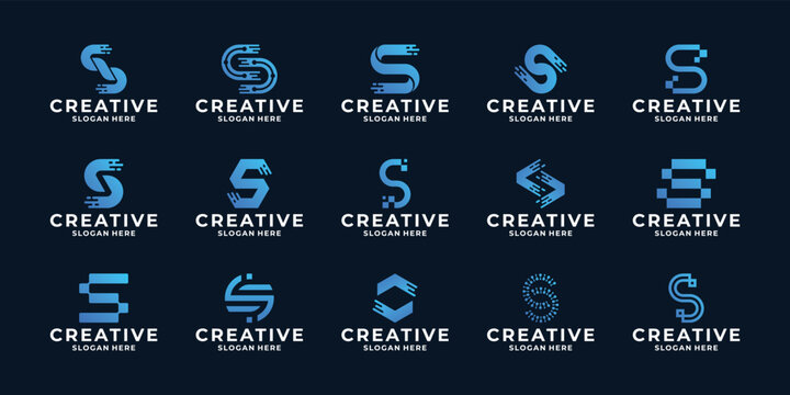Initial letter S modern digital dot connection logo design for technology.