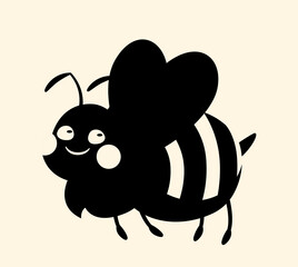 Bumblebee silhouette concept. Insect with wings, minimalistic logotype for company or organization. Fashion, trend and style. Aesthetics, beauty and elegance. Cartoon flat vector illustration