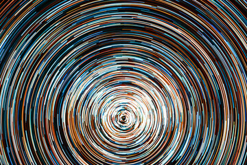 Eye look design. Futuristic eyeball background. Neon circle lines with empty copy space isolated on black background. Rotation pattern. Cosmos space planet abstraction. Blue vortex spiral.