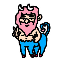 cool guy centaur, cute cartoon isolated , graphic design for presentation, marketing, art, illustration, t-shirt design, cartoon, comic, advertising, online media