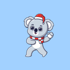 cute koala throwing a snowball