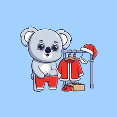 cute koala wearing santa costume
