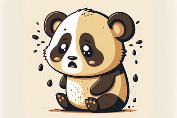 Cute Panda Surprised Cartoon 2D Illustrated Icon Illustration. Animal Nature Icon Concept Isolated Premium 2D Illustrated. Flat Cartoon Style