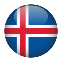Fototapeta premium Iceland 3D Rounded Flag with Transparent Background