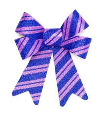 Transparent PNG Beautiful Bow with Blue and Pink Stripes.