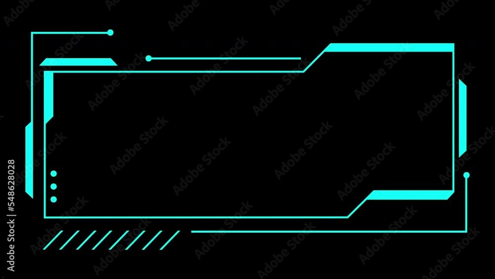 Aufkleber Cyberpunk retro futuristic HUD animation for live streaming display overlay and copy space in neon light color