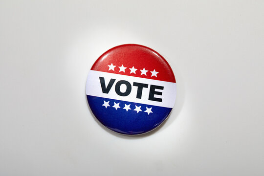 American Vote Button On White Background