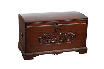 An antique campaign chest isolated on a white background