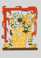 Hermosa obra de arte de un espiritu protector maya llamado balam