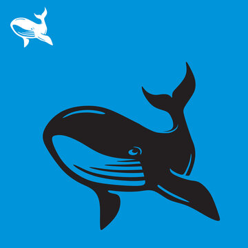 black orca logo, silhouette of giant predator on sea vector illustrations