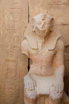 Egypt, Luxor, Pharaoh statue at Temple of Karnak