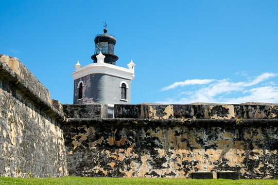 San Juan Puerto Rico, Old Fort Walls And Lighthouse