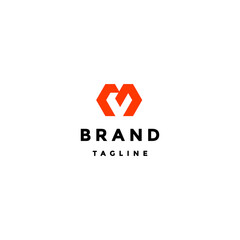 Bold Geometric Shape Letter M Logo Design. Hexagon Symbol Shaped Bold Initial Letter M Logo Design.