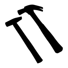 black two hammer icon isolate.