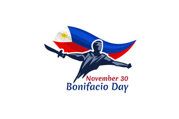 November 30, Happy Bonifacio Day vector illustration. Suitable for greeting card, poster and banner.