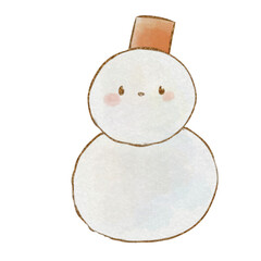 イラスト素材:雪だるま(手描き水彩風)