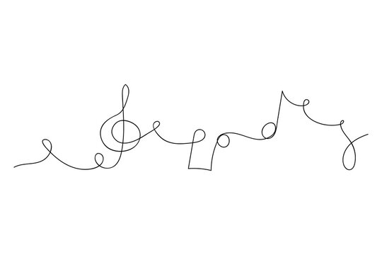 Trendy treble clef notes. Single line. Minimalistic design. Vector illustration. stock image.