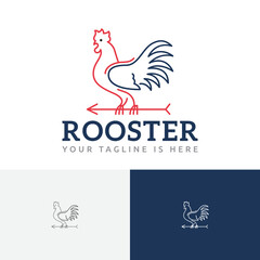 Fototapeta na wymiar Arrow Rooster West Direction Chicken Vintage Line Logo