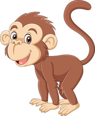 Cute little monkey cartoon on white background © tigatelu