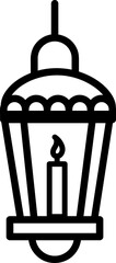 Oriental lamp with a candle icon. Black vector illustration isolated on white background for graphic and web design..eps
