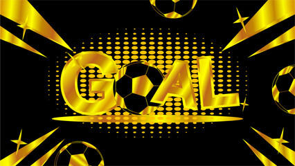 Goal letter typography background black gold ball icon vector