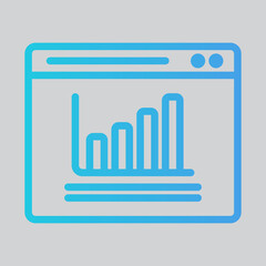 Bar chart icon in gradient style about browser, use for website mobile app presentation
