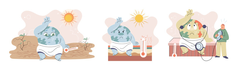 Climate change weather global greenhouse warming risks metaphor concept. Save planet. Compared planet with renewable eco resources consumption global warmings burning alternative. Environment Day
